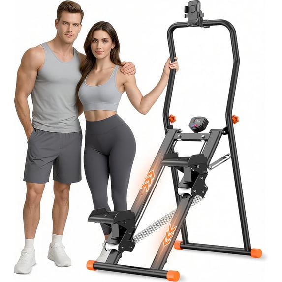 EPHESPORT Stair Stepper for Home Gym, 2.0 Stair Climber Machine with 3-Level Adjustable Resistance, Non-Slip Pedals, Digital Monitor & Phone Holder, Full-Body Cardio Workout Equipment for Women & Men