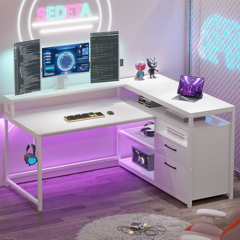 Desks with online drawers and shelves