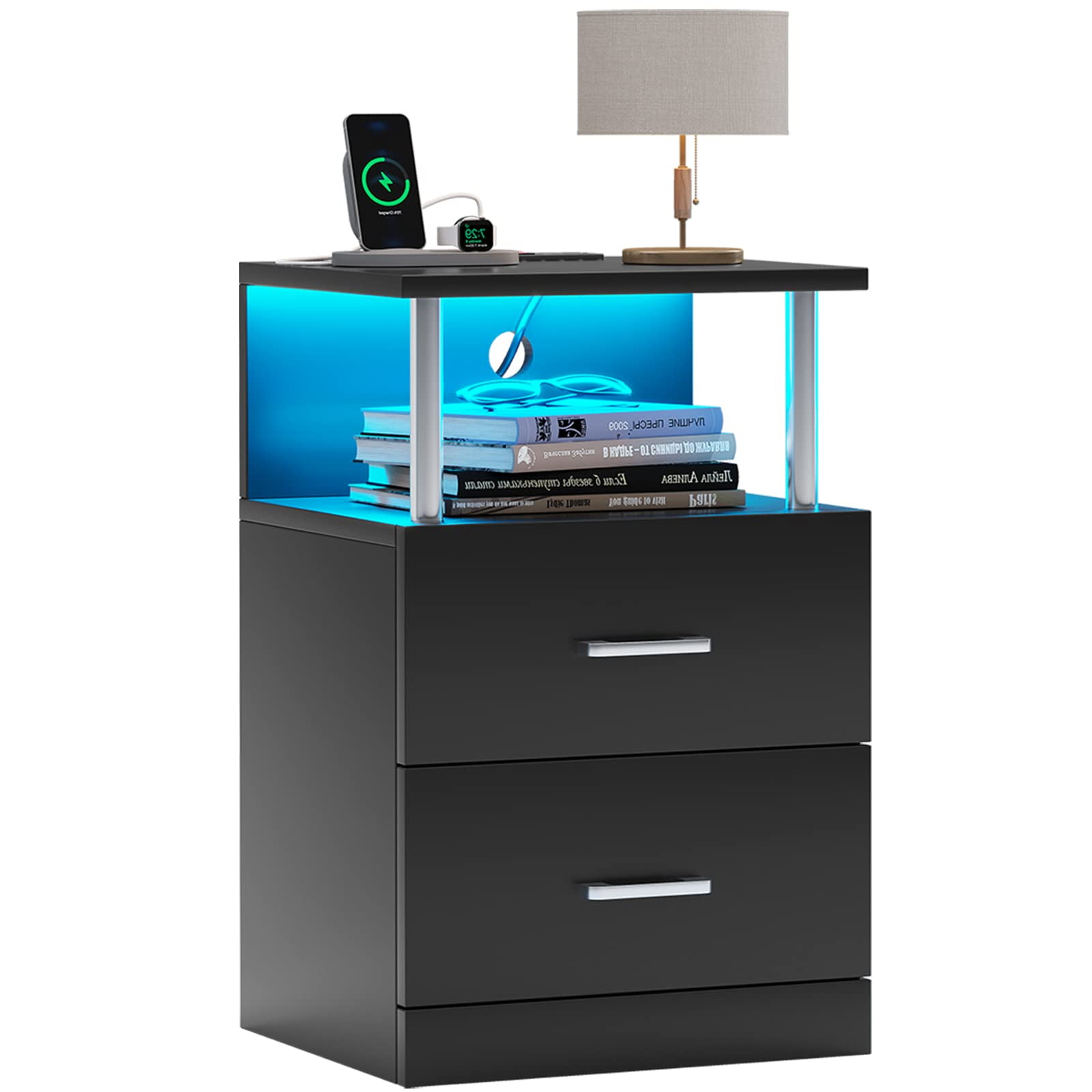 EPHEX LED Nightstand with Charging Station and USB Ports, Night Stand
