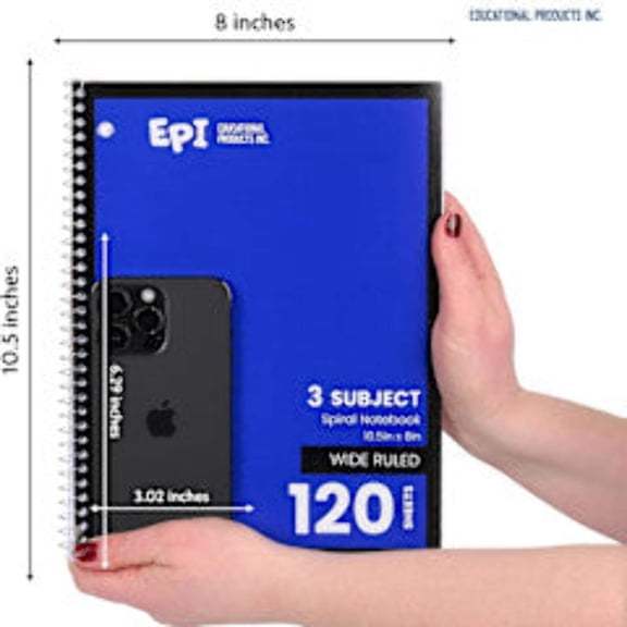 EPI Spiral Notebook 3 Subject Wide-Ruled 120 Sheets [26143]