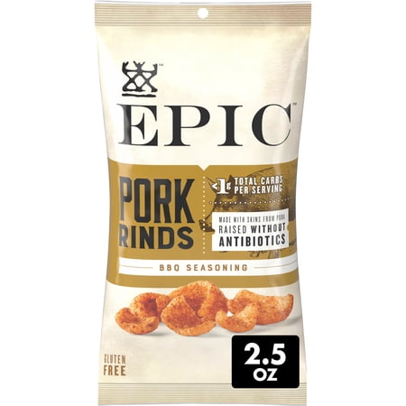 EPIC BBQ Seasoning Pork Rinds, Keto and Paleo Friendly, Protein Snacks, 2.5 oz