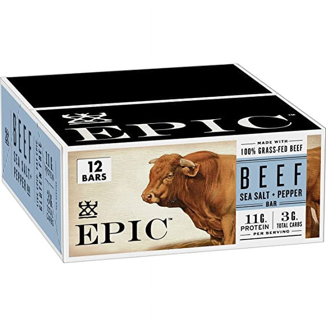 EPIC Beef Sea Salt + Pepper Protein Bar, Keto Consumer Friendly, 12CT 1