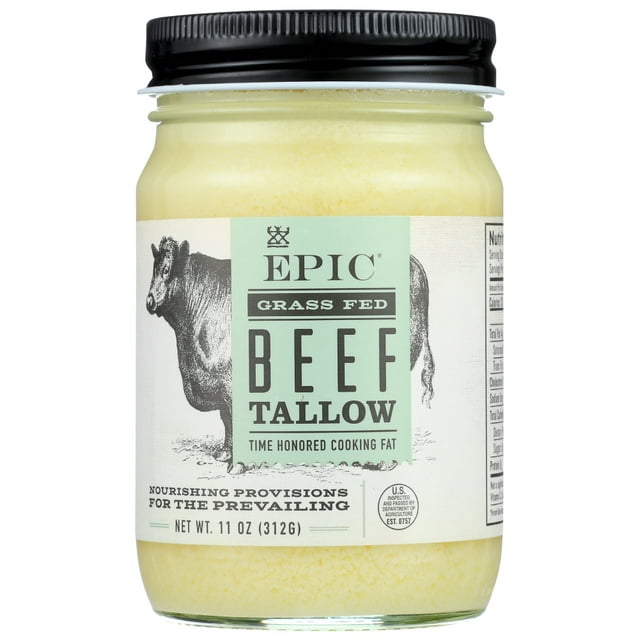 EPIC Beef Tallow, GrassFed, Keto Friendly, Whole30, 11oz Jar