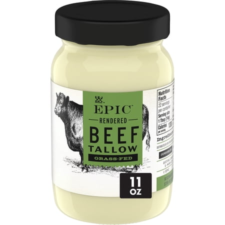 EPIC Beef Tallow, Grass-Fed, Keto Friendly, Whole30, 11oz Jar