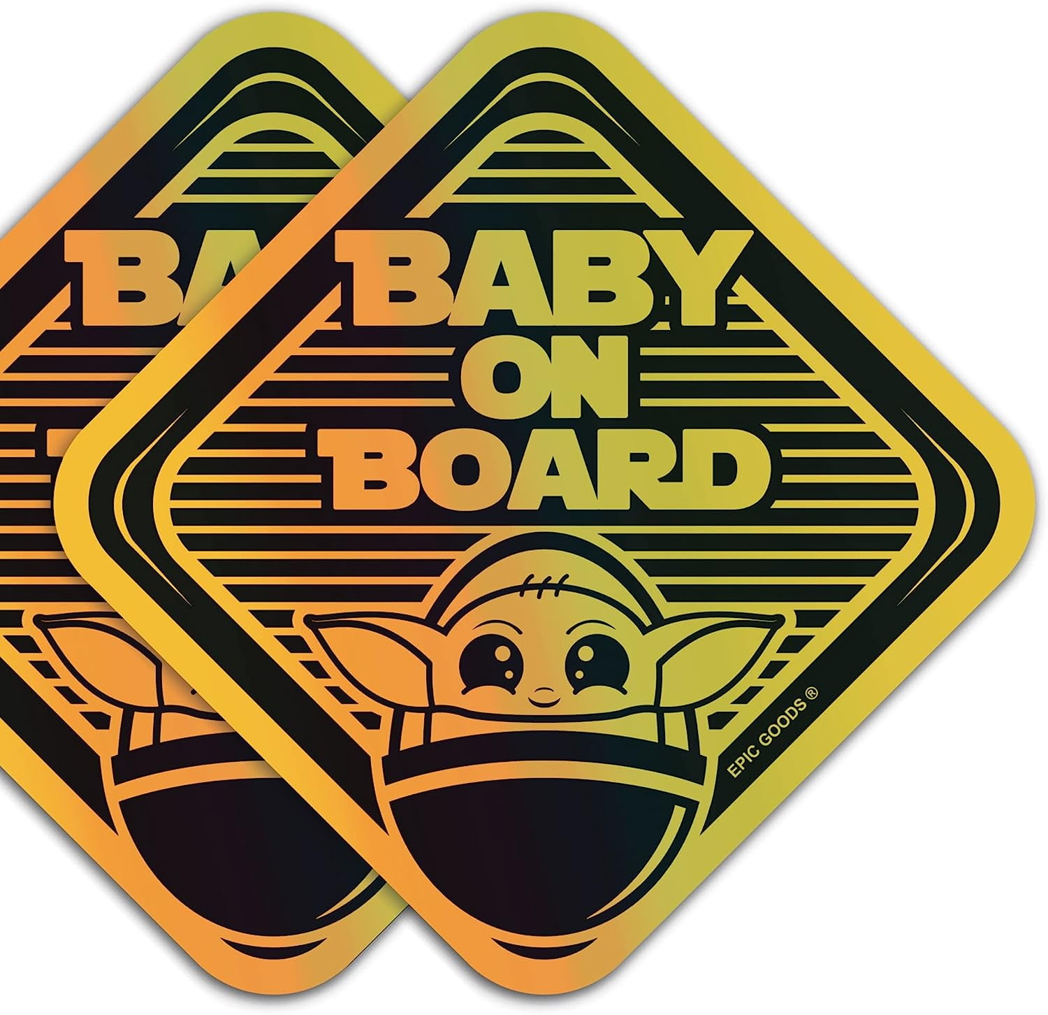 EPIC Goods Baby On Board Car Sign [2-Pack] Vehicle Accessories, Stickers  for Water Bottle, Safety Sign Vinyl Decal, Cute Baby Shower Gift (Stickers)