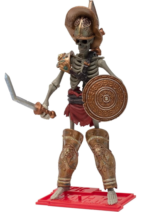 Epic H.A.C.K.S. Gladiator Skeleton Action Figure – Highly Articulated Collectible Figurine with Accessories Including Helmet, Armor, Shield, Scissor Blade, Swords, and Stand – 1:12