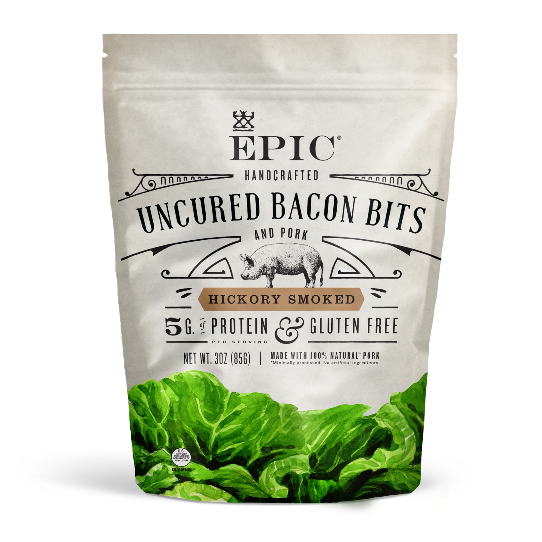 EPIC Hickory Smoked Uncured Bacon Bits, 3 oz Bag (10 Count)