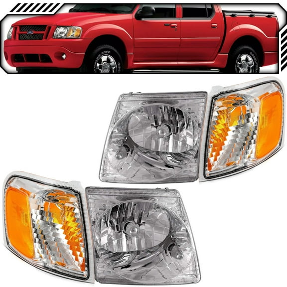 EPIC LIGHTING Halogen Replacement Spec Headlights Compatible with FORD 01-03 EXPLORER 01-05 EXPLORER SPORT TRAC [ FO2502170 FO2520164 1L5Z13008BA 1L5Z13201AA ] Combo
