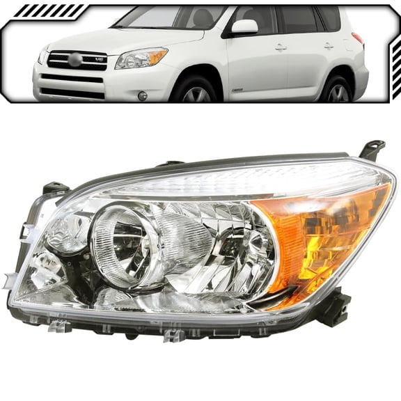 EPIC LIGHTING OE Style Halogen Headlight Chrome Assembly Replacement for TOYOTA 06-08 RAV4 [ TO2518106 8117042331 ] Left Driver Side