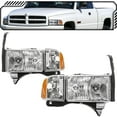 thumbnail image 1 of EPIC LIGHTING OE Style Halogen Headlights Assembly Replacement for DODGE 99-02 RAM 1500 2500 3500 w Sport Package [ CH2502123 CH2503123 55077025AC 55077024AC ] Pair, 1 of 3
