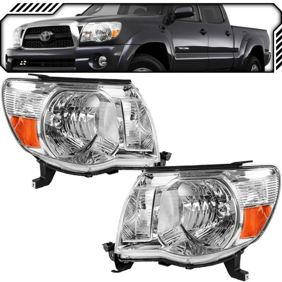 EPIC LIGHTING OE Style Halogen Headlights w/o Sport Package Assembly Replacement for TOYOTA 05-11 TACOMA [ TO2502157 TO2503157 8115004163 8111004163 ] Pair