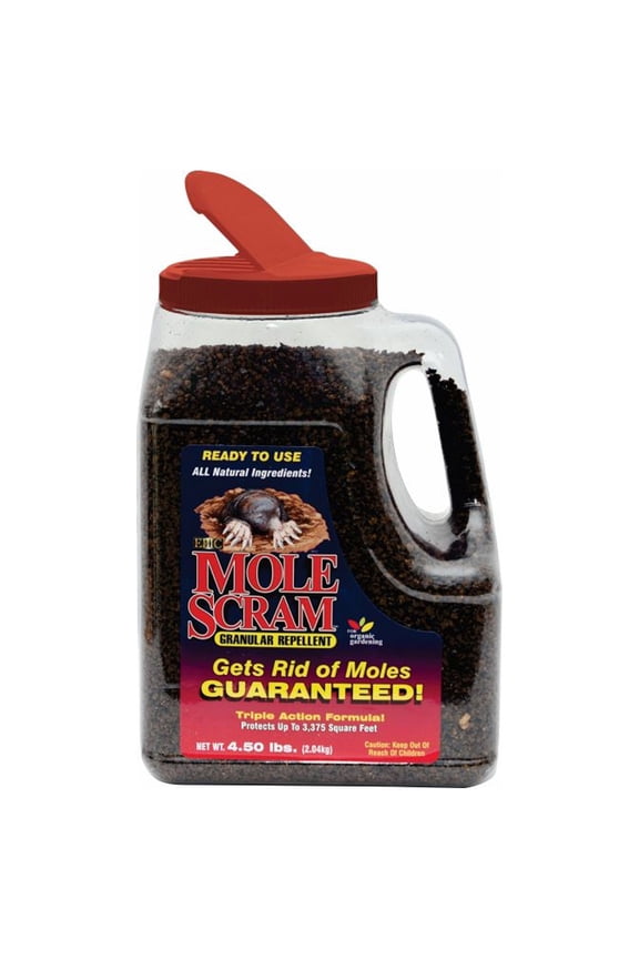 Mole Scram Outdoor All Natural Granular Repellent, 4.5 Lb Container