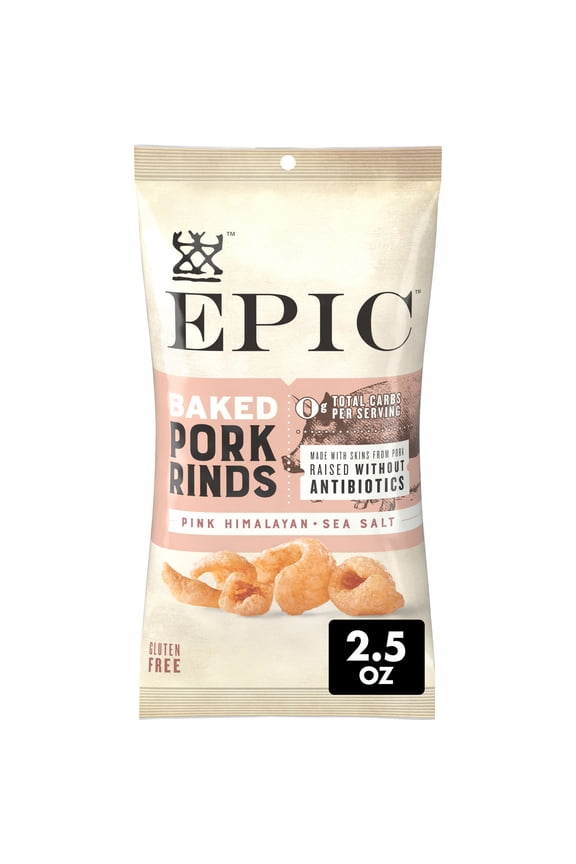 Pink Himalayan and Sea Salt Baked Pork Rinds, Keto Friendly, Protein Snacks, 2.5 oz