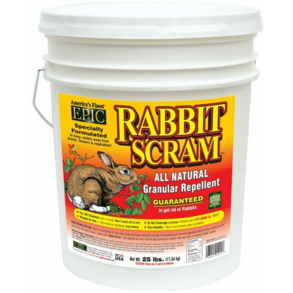 EPIC Rabbit Scram All Natural Granular Repellent, Plastic Resealable Container, 25lbs
