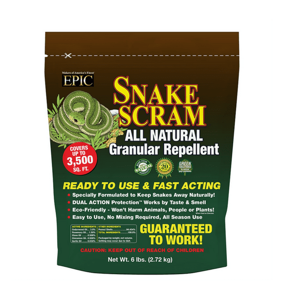 EPIC Snake Scram All Natural Ready To Use Outdoor Granular Animal Repellent Resealable Bag, 6lbs