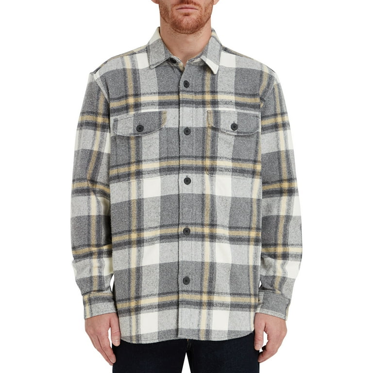 EPIC Studio Men s Big Men s Heavyweight Plaid Flannel Shacket Sizes XS 3XL Mens Shirt Jackets Walmart