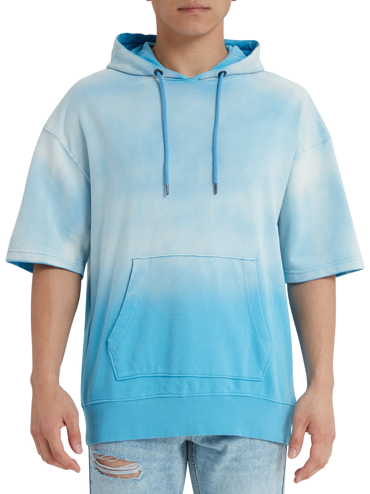 EPIC Studio Men's & Big Men's Ombre Dip Dye French Terry Short Sleeve  Hoodie Sweatshirt, Sizes S-4XL