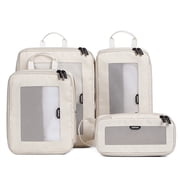 EPICKA TripCozy Compression Packing Cubes - 4 Set Durable Travel Organizer Bags with Mesh Top for Carry on Beige