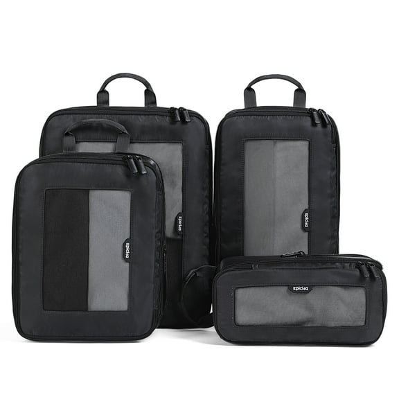 EPICKA TripCozy Compression Packing Cubes - 4 Set Durable Travel Organizer Bags with Mesh Top for Carry on (Dark Grey)