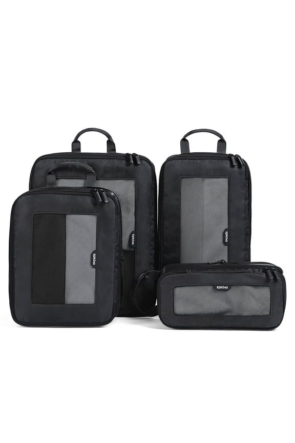 TripCozy Compression Packing Cubes - 4 Set Durable Travel Organizer Bags with Mesh Top for Carry on (Dark Grey)