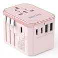 thumbnail image 1 of EPICKA Universal Travel Adapter, International Power Plug Adapter with 3 USB-C and 2 USB-A Ports (TA-105C, Pink), 1 of 7