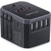 EPICKA Universal Travel Adapter One International Wall Charger AC Plug Adaptor with 8A fuse for USA EU UK AUS TA-105, Grey