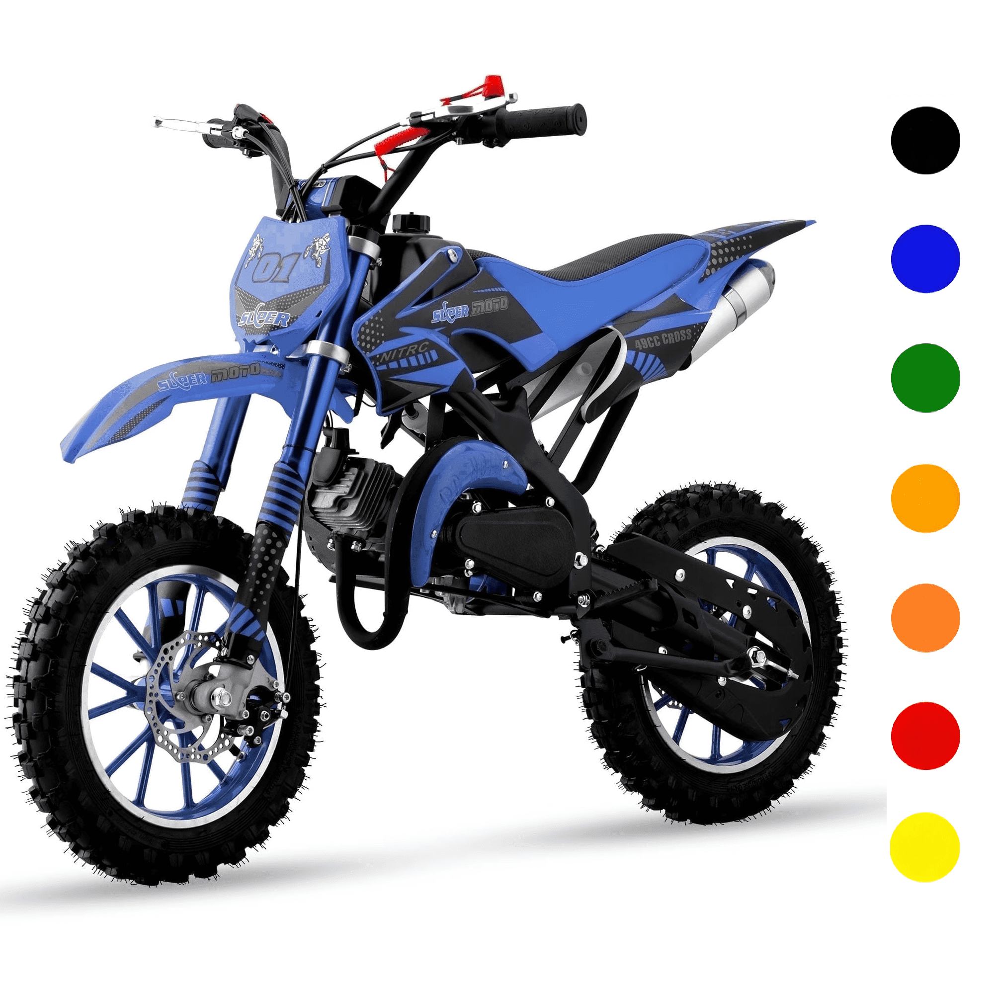 Ktoebyco 49cc Kids Dirt Bike, Gasoline Powered 2-Stroke Mini Motorcycle, 1-Seater, 1.5L Fuel Capacity, Blue