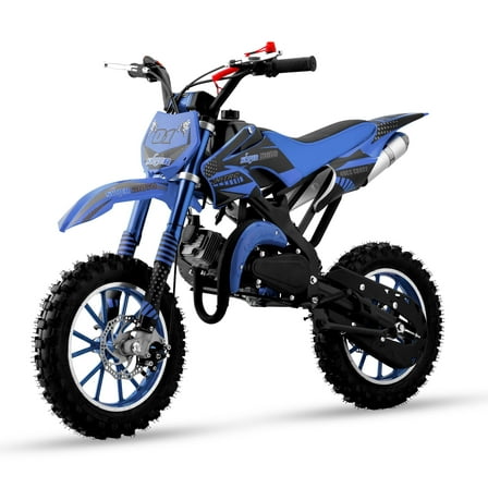 Ktoebyco 49cc Kids Dirt Bike, Gasoline Powered 2-Stroke Mini Motorcycle, 1-Seater, 1.5L Fuel Capacity, Blue