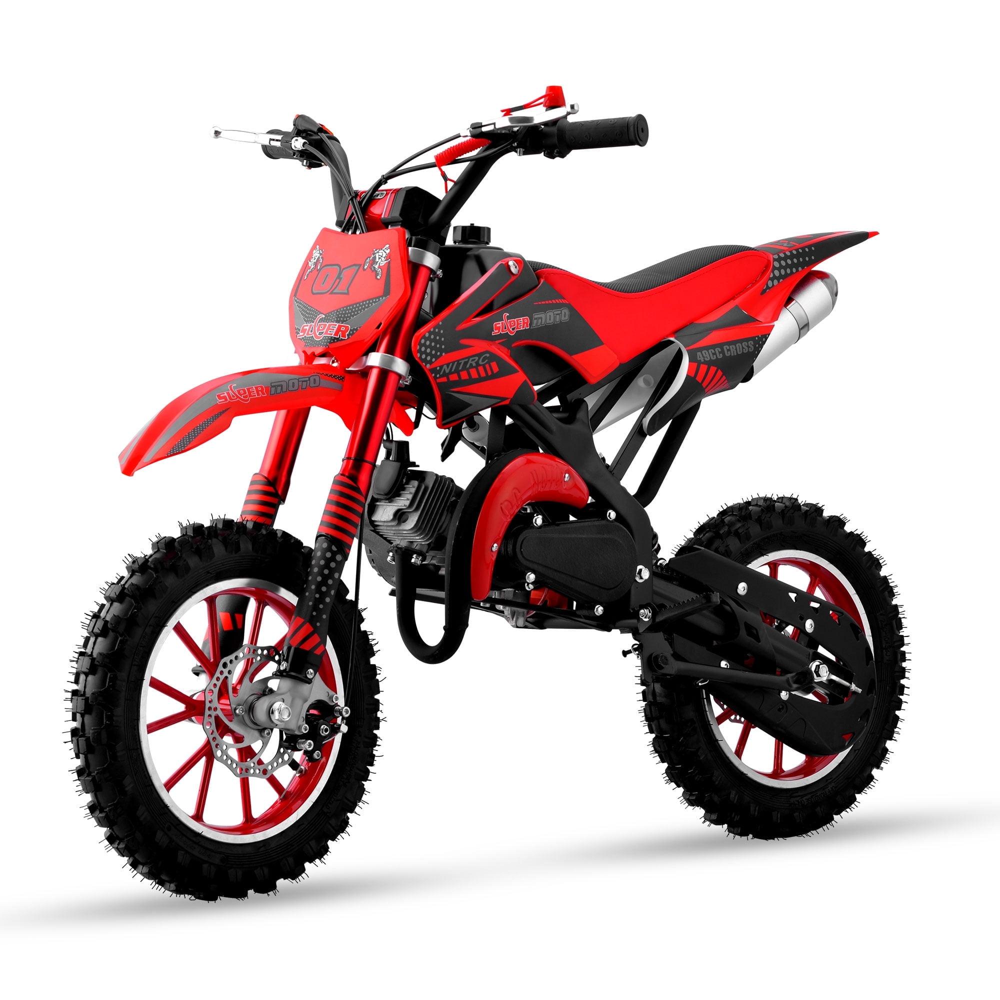 Epicord 49cc Mini Dirt Bike for Kids,2-Stroke off Road Gasoline Motorcycle,1.5L Fuel Capacity,Red