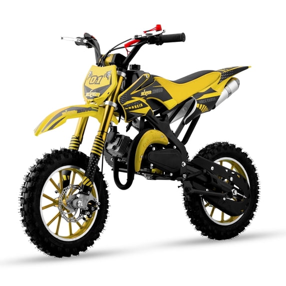 Ktoebyco 49cc Kids Dirt Bike, Gasoline Powered 2-Stroke Mini Motorcycle, 1-Seater, 1.5L Fuel Capacity, Yellow