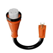 EPICORD RV Adapter Cord 12inch 10/3 STW 50 Amp to 110 Volt NEMA 5-15P to NEMASS2-50R with Twist Lock-Orange