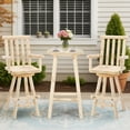 thumbnail image 1 of EPICOZY 3-Piece Outdoor Bar Set, Solid Log Wood Swivel Adirondack Chairs Set of 2 with Bar Height Table, 500 LBS Heavy Duty Rustic Patio Bistro Set for Porch, Deck, Pub, Cabin, Natural, 1 of 7