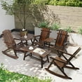 thumbnail image 1 of EPICOZY 5-Piece Outdoor Wood Log Rocking Conversation Set, Patio Adirondack Furniture Chair Set Including 2-Seater Garden Bench & Built-in Table, 2 Coffee Table, 2 Log Rocker Chair, Carbonized, 1 of 7
