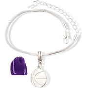 Basketball Gifts | Basketball Two Sided Stainless Steel Snake Chain Charm Bracelet