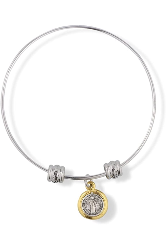 Catholic Gifts Saint St Benedict Medal San Benito Religious Jewelry for Women Bracelet Bangle Charm Gifts Catholic Jewelry for Women Men Boys and Girls