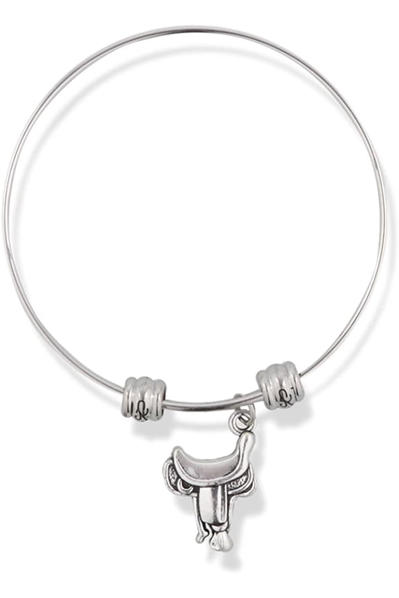 English Riding Horse Saddle Fancy Charm Bangle