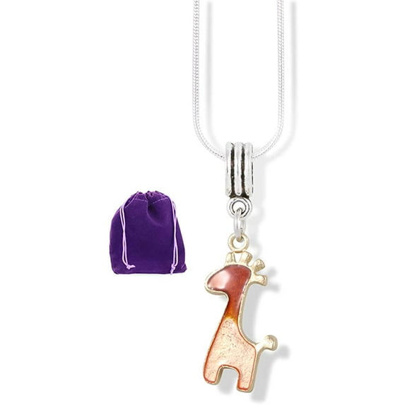 EPJ Giraffe with Four Horns and Tail Charm Snake Chain Necklace