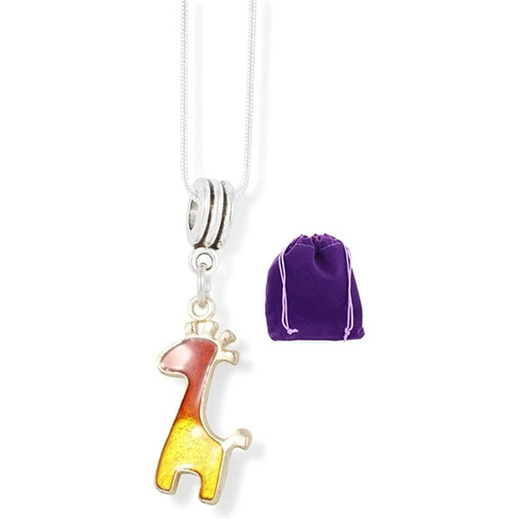 EPJ Giraffe with Four Horns and Tail Charm Snake Chain Necklace