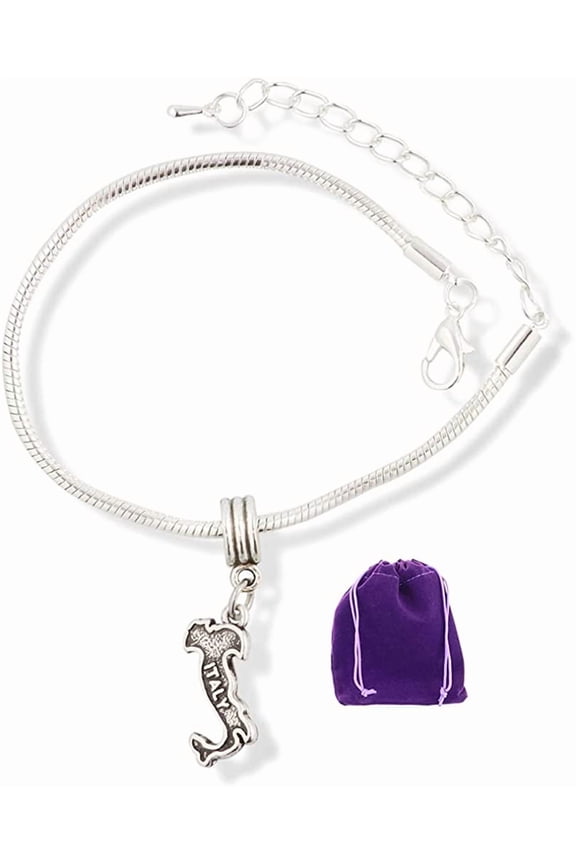 Italian Italia Bracelet | Stainless Steel Italy Map Charm Bracelet