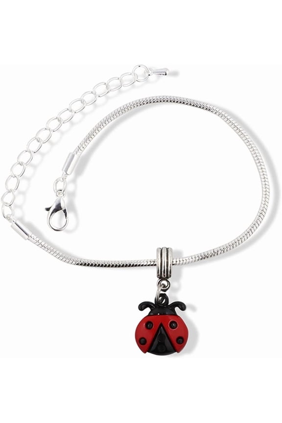 Ladybug Bracelet | Stainless Steel Snake Chain Charm Bracelet