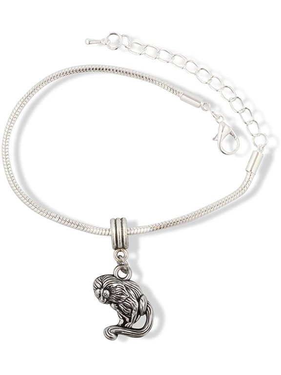 Macaque Long Tailed Monkey Snake Chain Charm Bracelet