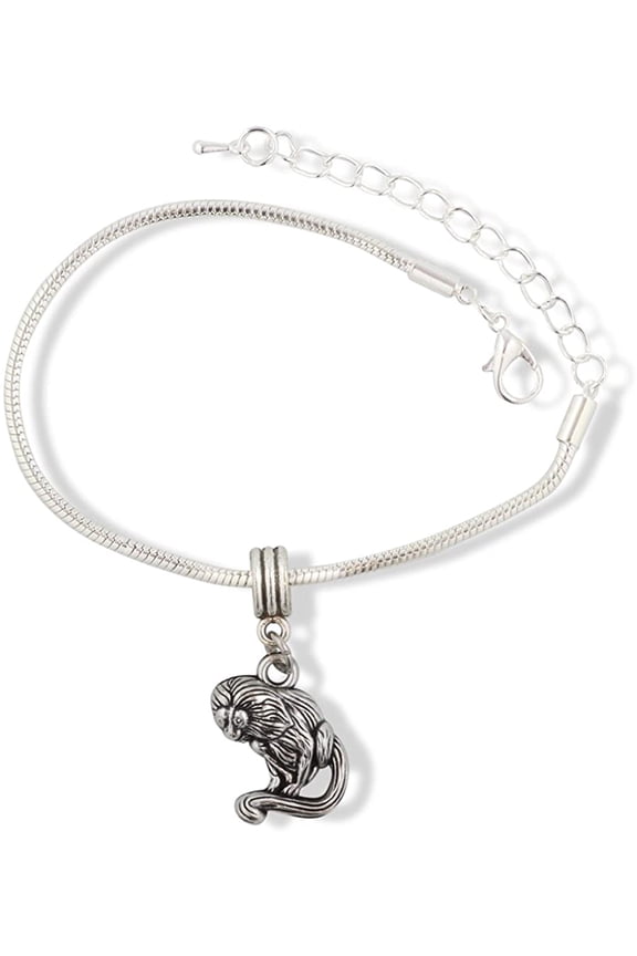 Macaque Long Tailed Monkey Snake Chain Charm Bracelet