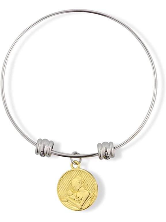 Mother and Child on Gold Coloured Charm Fancy Charm Bangle