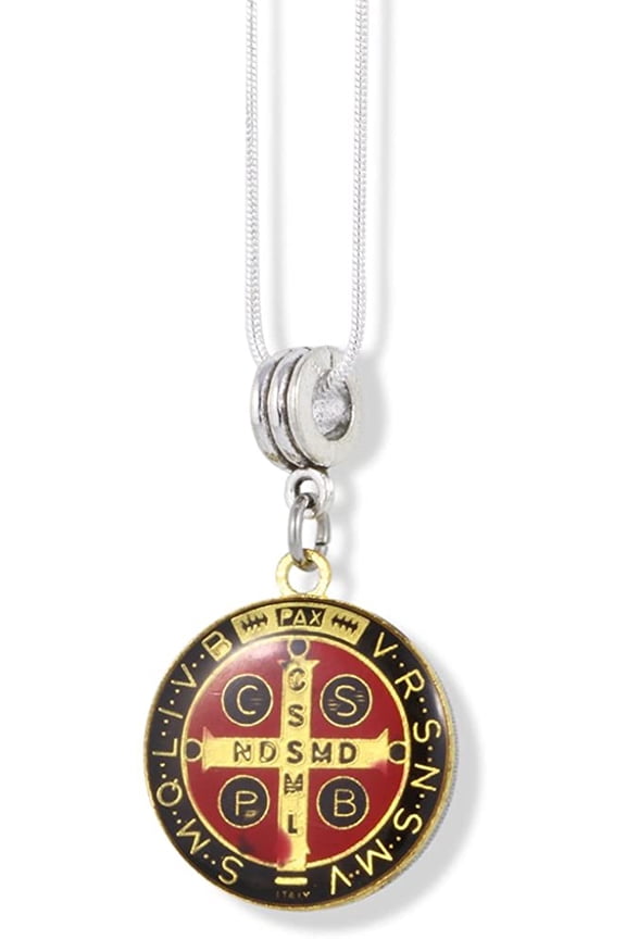 Saint Benedict Coloured Charm Snake Chain Necklace