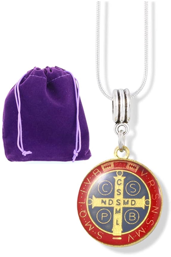 Saint Benedict Coloured Charm Snake Chain Necklace