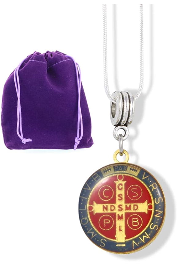 Saint Benedict Coloured Charm Snake Chain Necklace