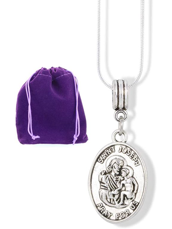 EPJ Saint Joseph Pray for Us Charm Snake Chain Necklace
