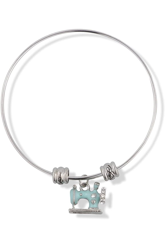 Sewing Machine Light Blue Fancy Charm Bangle