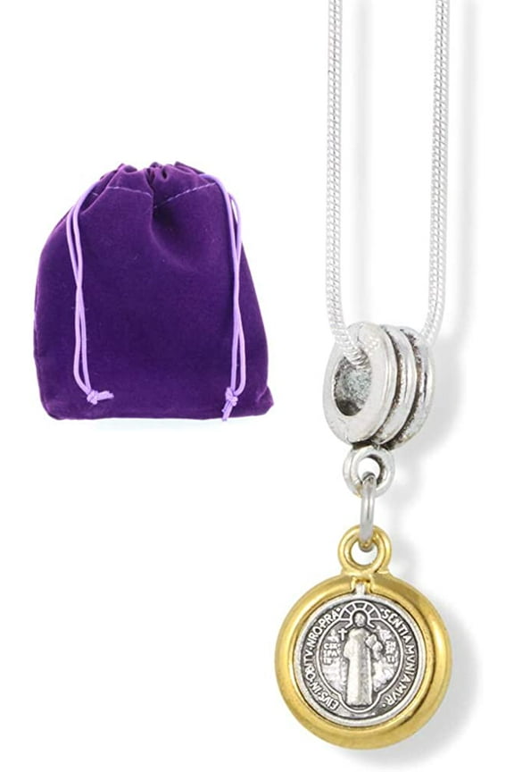 St Benedict Necklace | Medal San Benito Religious Jewelry Necklace for Women Silver Plated Chain Charm Gifts Catholic Necklace Pendant for Women Men
