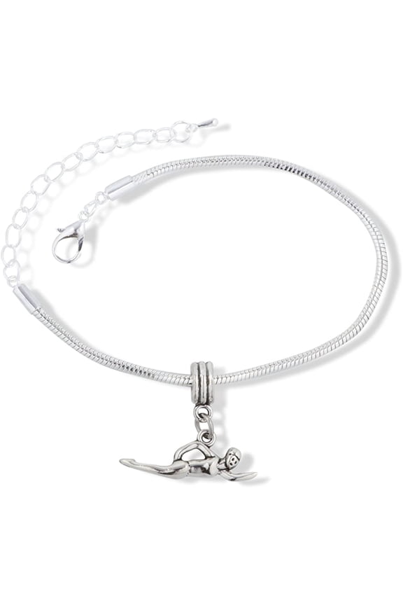 Swimming Bracelet | Swimmer Gifts Stainless Steel Snake Chain Charm Bracelet